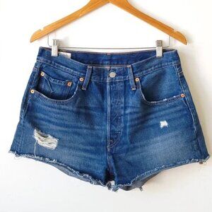 Levi’s 501 NWOT High-Rise Denim Vintage Style Distressed Jean Shorts Size 26